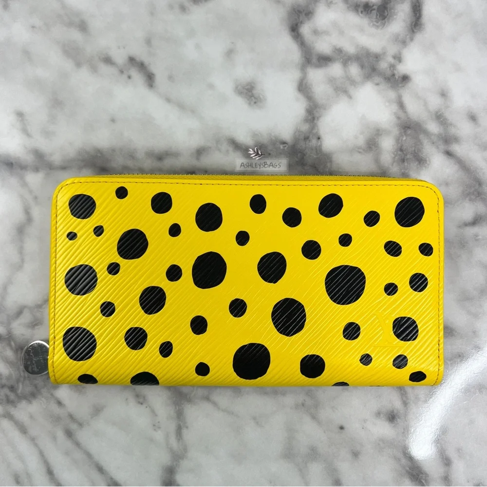Louis Vuitton x Yayoi Kusama Zippy Wallet Epi Leather In Jaune Noir